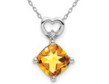 1.65 Carat (ctw) Citrine Heart Pendant Necklace in 14K White Gold with Chain